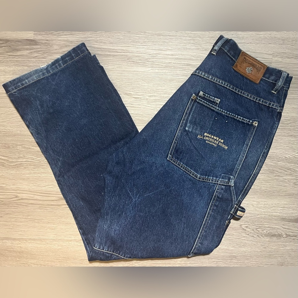 Y2K Rocawear denim blue jeans vintage grunge carpenter 36X34 men’s pants - Picture 1 of 9